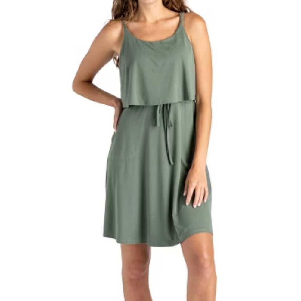 Allthreads Tiered A-Line Catamaran Dress In Sage Green, Size XL, Casual Summer